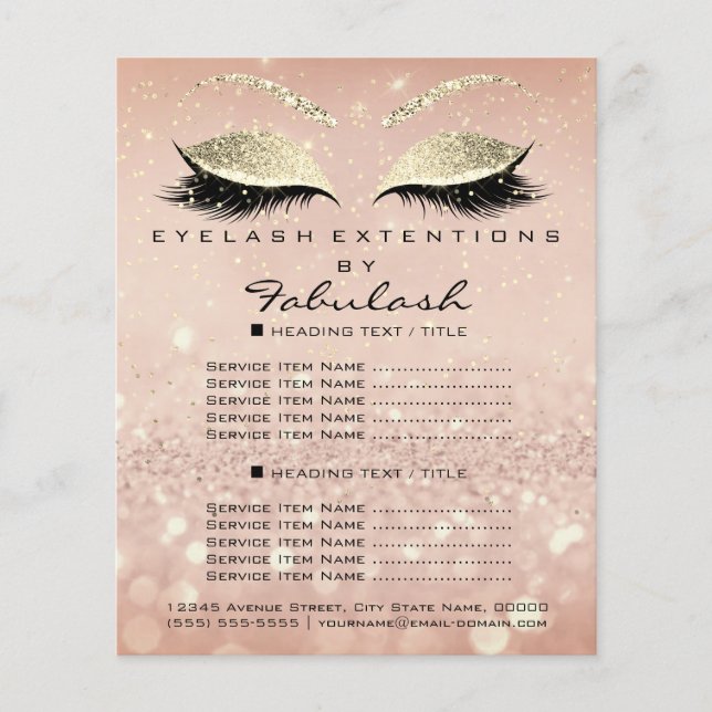 Makeup Beauty Salon Glitzer Flyer Pink Gold Glanz (Vorne)