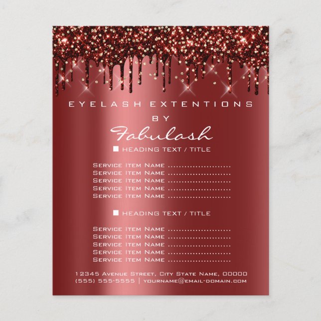 Makeup Beauty Salon Gold Glitzer Flyer Park Tropfe (Vorne)