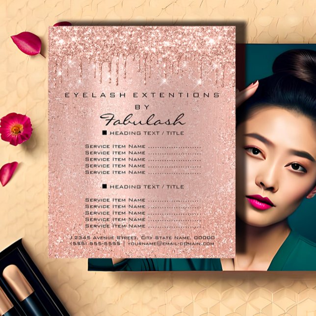Makeup Beauty Salon Haare Rose Glitzer Flyer Tropf (Makeup Beauty Salon Hair Rose Glitter Flyer Drips)