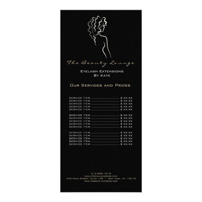 Makeup Beauty Salon Name Black Wellness-Center Log Werbekarte (Vorne)