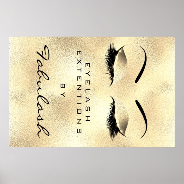 Makeup Beauty Salon Name Gold Glam Lux Eyebrows Poster (Vorne)