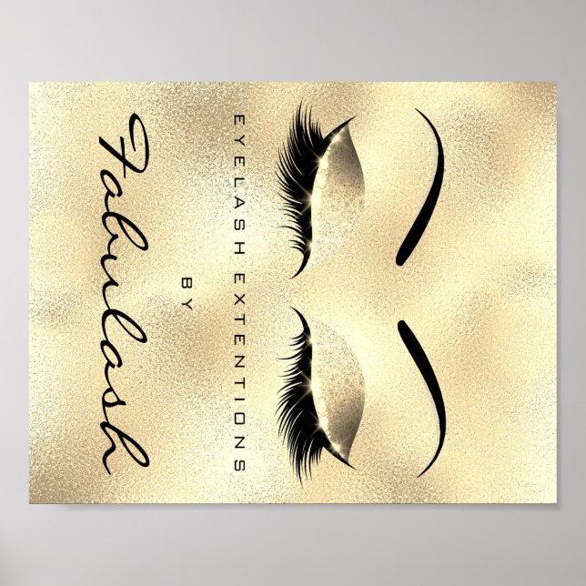 Makeup Beauty Salon Name Gold GlamGlitter Eyebrows Poster (Vorne)