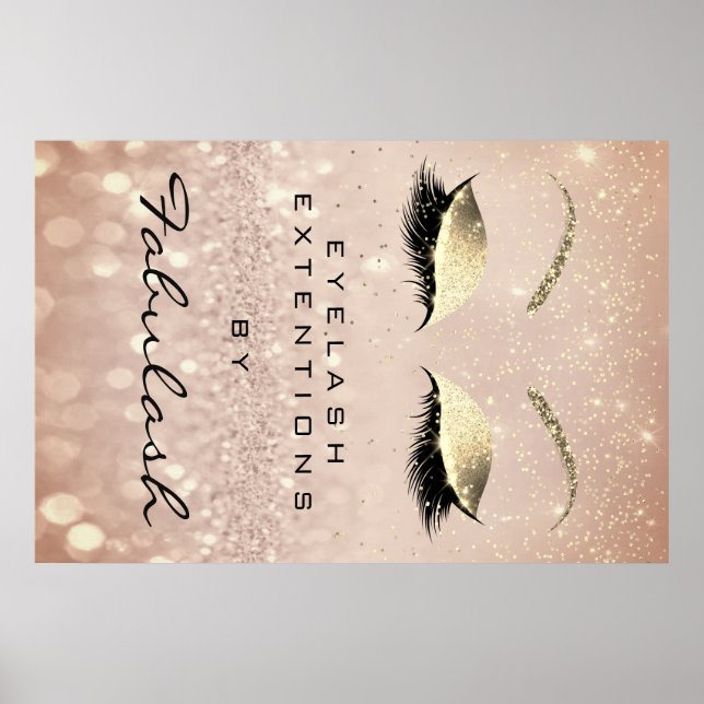 Makeup Beauty Salon Name Rose Gold Blush Eyebrow Poster (Vorne)