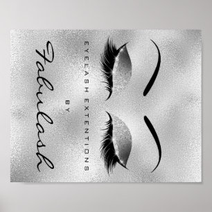 Makeup Beauty Salon Name Silver Glitzer Eyebrows Poster