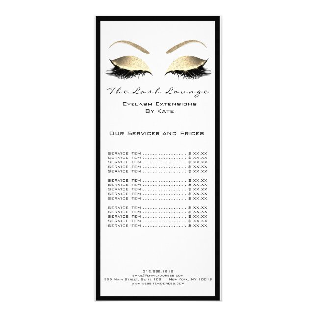 Makeup Beauty Salon Name White Gold Black Eyebrown Werbekarte (Vorne)
