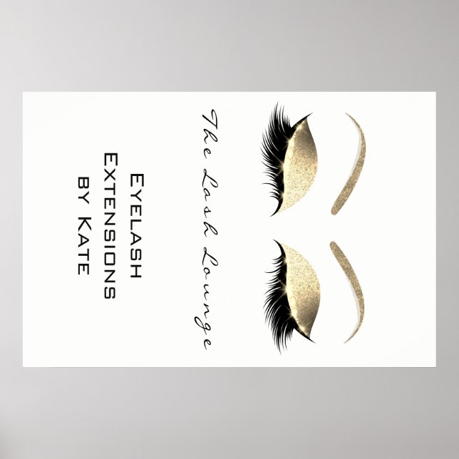 Makeup Beauty Salon Name White Gold Black Eyebrows Poster (Vorne)