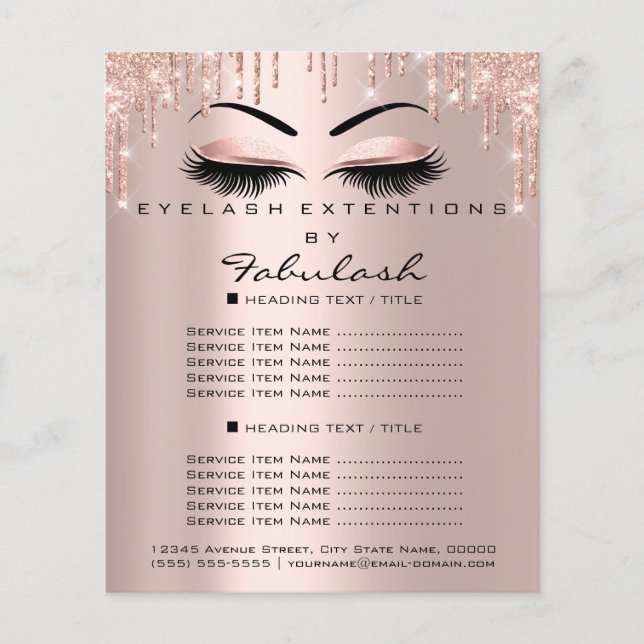 Makeup Beauty Salon Pink Glitzer Flyer Brows Lash (Vorne)