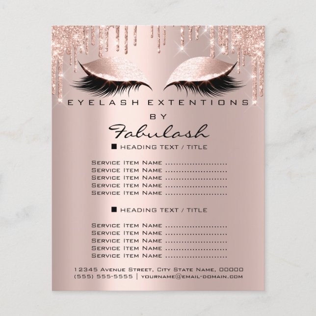 Makeup Beauty Salon Pink Glitzer Flyer Park Lash (Vorne)