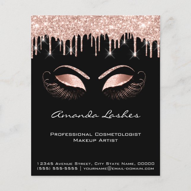 Makeup Beauty Salon Pink Glitzer Flyer Spark Schwa (Hinten)