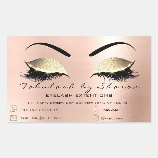 Makeup Beauty Salon Pulver Rose Kontakt Rechteckiger Aufkleber (Vorderseite)