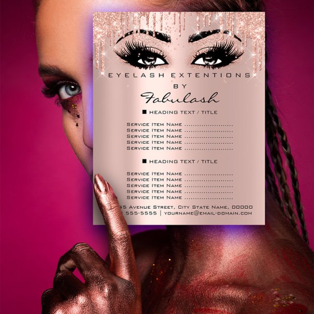Makeup Beauty Salon Rosa Glitzer Preise Eyelashes Flyer (Makeup Beauty Salon Pink Glitter Prices Eyelashes Flyer)