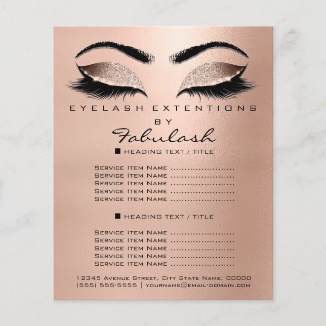 Makeup Beauty Salon Rose Glitzer Flyer Browns Lash (Vorne)