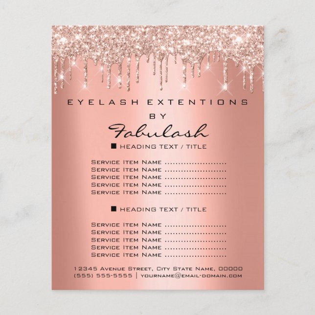 Makeup Beauty Salon Rose Glitzer Flyer Coral Tropf (Vorne)