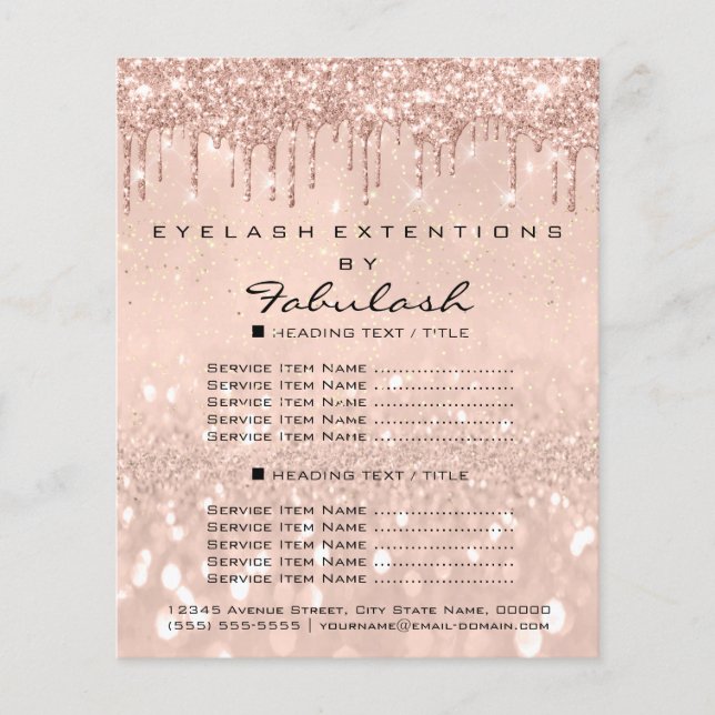 Makeup Beauty Salon Rose Glitzer Flyer Preise (Vorne)