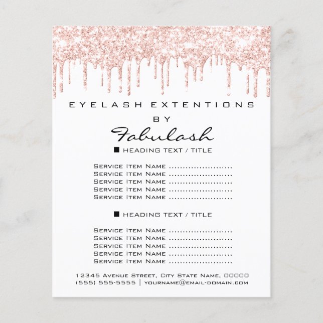 Makeup Beauty Salon Rose Glitzer Flyer Weißer Trop (Vorne)