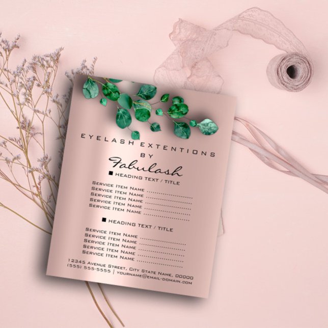 Makeup Beauty Salon Rose Woodland Eukalyptus Flyer (Von Creator hochgeladen)