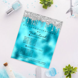 Makeup Beauty Salon Silver Glitzer Blu Tropfen Flyer