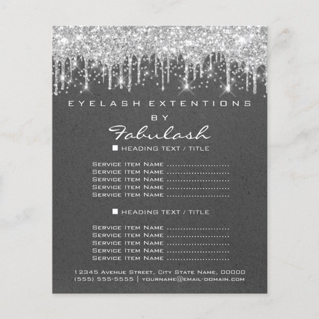 Makeup Beauty Salon Silver Tropfen Gray Kraft Flyer (Vorne)