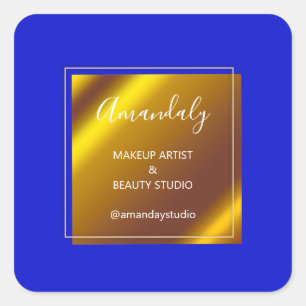 Makeup Beauty Shop DANK. Königsblau Quadratischer Aufkleber