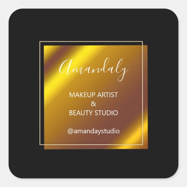 Makeup Beauty Shop DANKEN SIE SCHWARZ Quadratischer Aufkleber (Vorderseite)