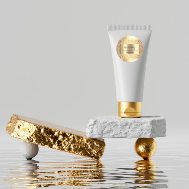 Makeup Beauty Shop Frame Gold Gefallen Lace Runder Aufkleber (Makeup Beauty Shop Frame Gold Favor Lace Classic Round Sticker)