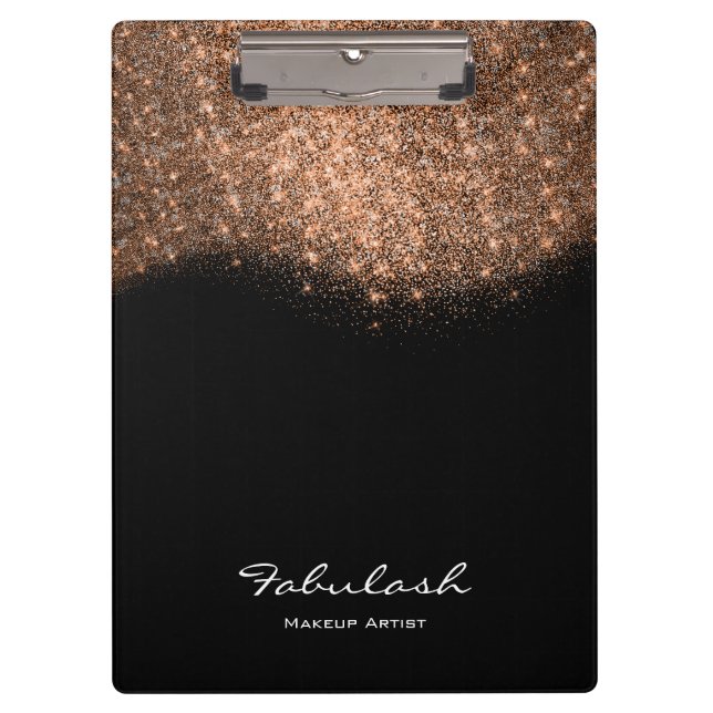 Makeup Beauty Studio Glitzer Rose Gold Schwarz-wei Klemmbrett (Vorderseite)