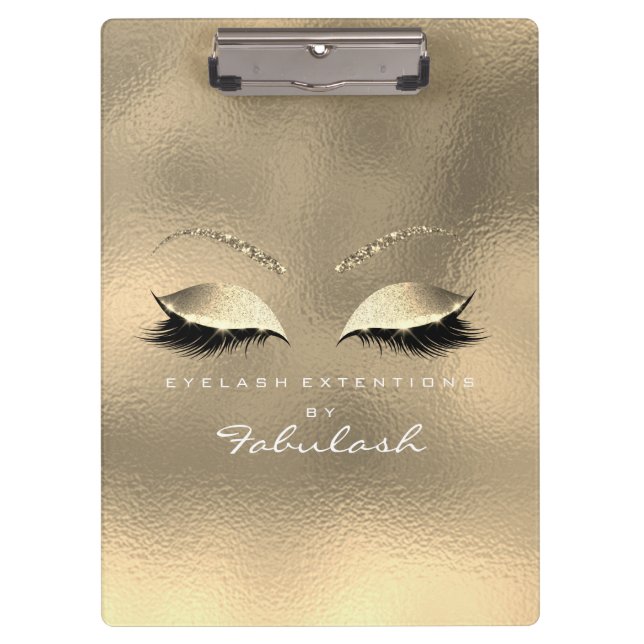 Makeup Beauty Studio Lashes Glas Gold Weiß Klemmbrett (Vorderseite)