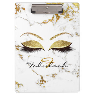 Makeup Beauty Studio Lashes White Marble Gold Klemmbrett