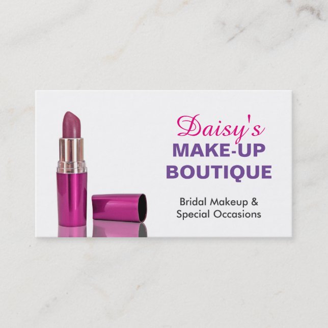 Makeup Boutique Salon Stilvoll rosa Lila Lipstick Visitenkarte (Vorderseite)