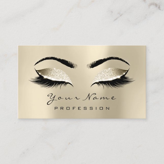 Makeup Champaigne Lashes Marmorkarte Terminkarte (Vorderseite)