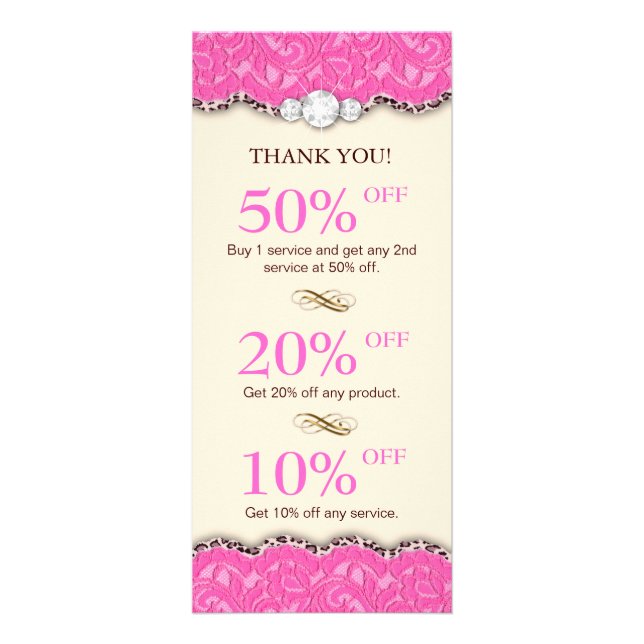 Makeup Coupons Juwelier Leopard Pink Creme Werbekarte (Vorne)