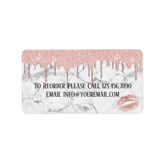 Makeup Distributor Reorder Rose Gold Tropfen Marmo Adressaufkleber (Vorne)