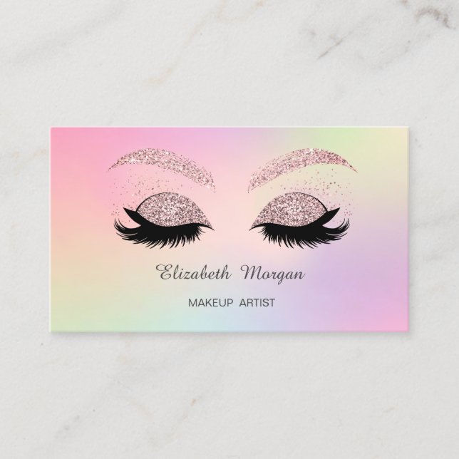 Makeup Elegant Glitzer Imitate Lashes Holographisc Visitenkarte (Vorderseite)