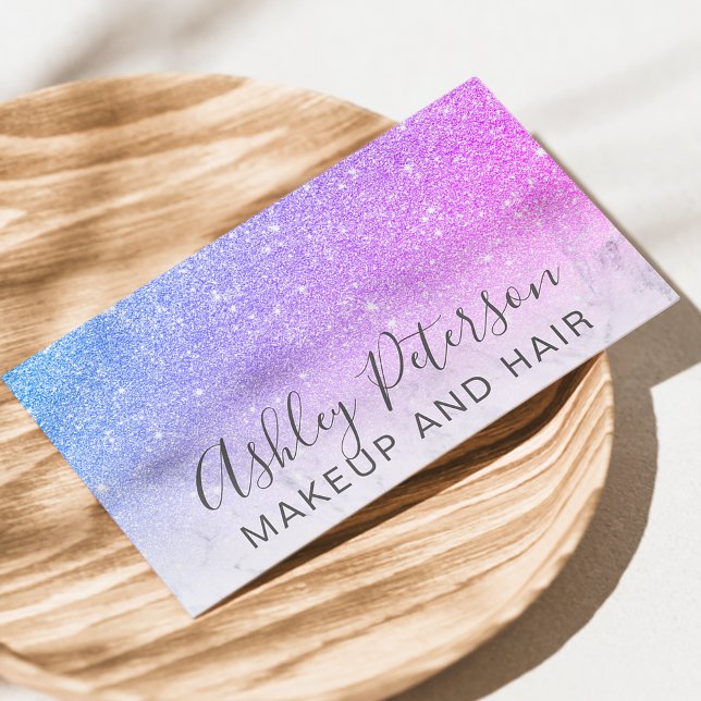Makeup elegant typography marble purple glitter visitenkarte (Von Creator hochgeladen)