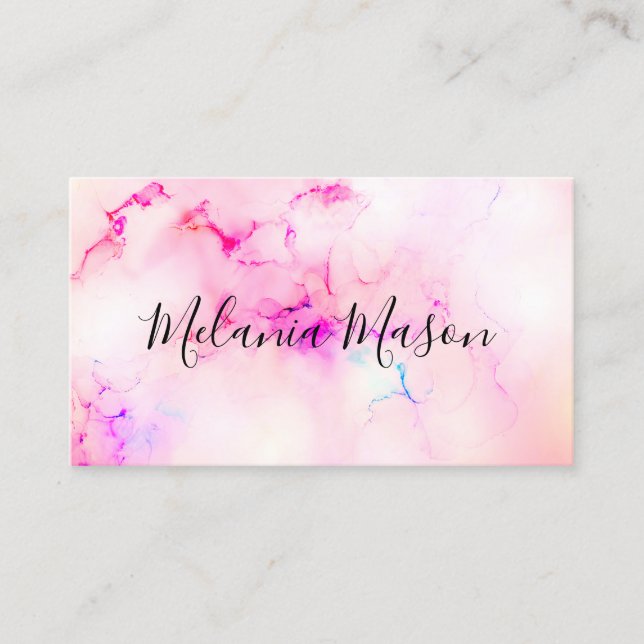 Makeup Elegante Pastel Alcohol Ink Trendy Modern Visitenkarte (Vorderseite)