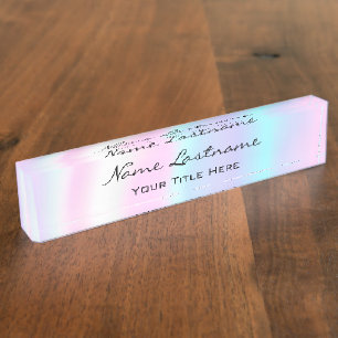 Makeup Esthetician Beauty Holograph Unicorn Pink Namensplakette
