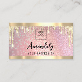 Makeup Esthetician Lash QR Logo Gold Tropfen Visitenkarte