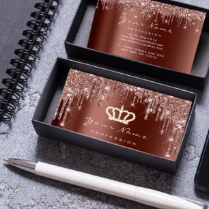 Makeup Event Planner  Glitter Rose Crown Brown Visitenkarte