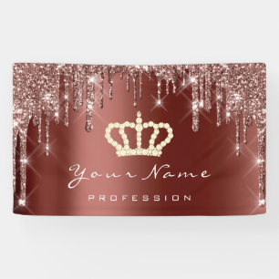 Makeup Event Planner Glitzer Rose Crown Brown Bus Banner