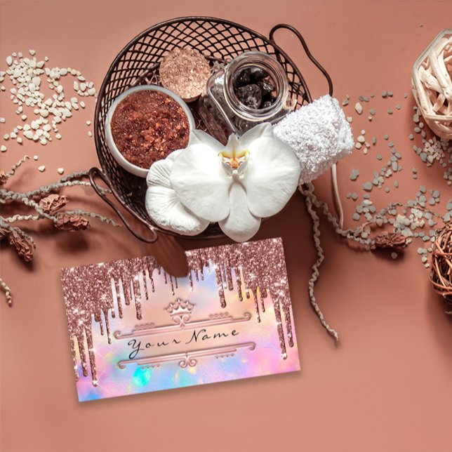 Makeup Event Planner Rose Crown Holograph Crown Cr Visitenkarte (Holographic Drips Business Cards FlorenceK)
