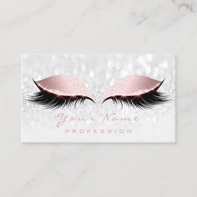 Makeup Eye Lash Glitzer Rosa Graue Terminierungska Terminkarte (Vorderseite)