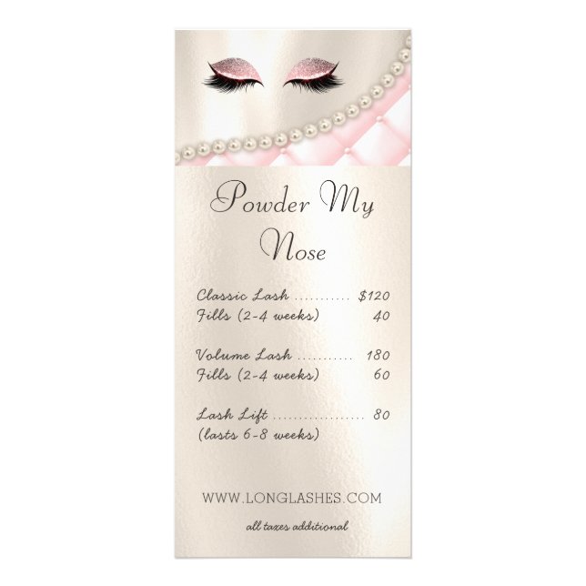 Makeup Eye Lash Lashes Pearls VIP Care Rack Card Werbekarte (Vorne)
