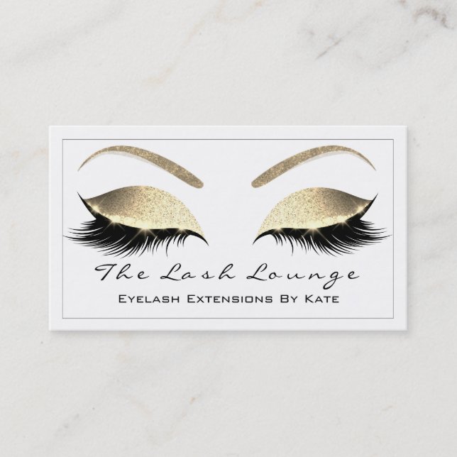 Makeup Eyebrow Beauty Lashes Glitzer Gold White1 Visitenkarte (Vorderseite)