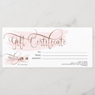 Makeup Eyebrow Eye Lash Rose Gold Geschenkgutschei Menükarte