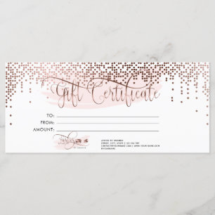 Makeup Eyebrow Eye Lash Rose Gold Geschenkgutschei Menükarte