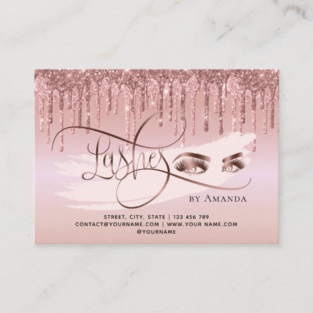 Makeup Eyebrow Eyes Lashes Aftercare Card Drift Empfehlungskarte (Vorderseite)