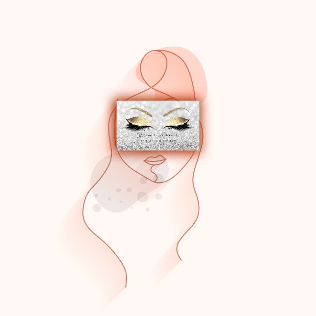 Makeup Eyebrow Eyes Lashes Glitzer Gray Glam Visitenkarte (Makeup Eyebrow Eyes Lashes Glitter Gray Glam Business Card)