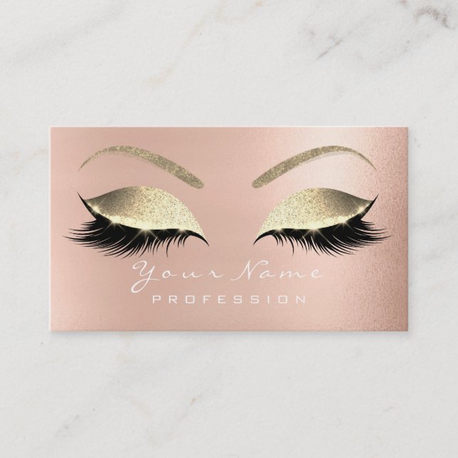 Makeup Eyebrow Eyes Lashes Glitzer Rose Glam Visitenkarte (Vorderseite)