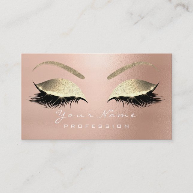 Makeup Eyebrow Eyes Lashes Glitzer Rose Gold1 Visitenkarte (Vorderseite)
