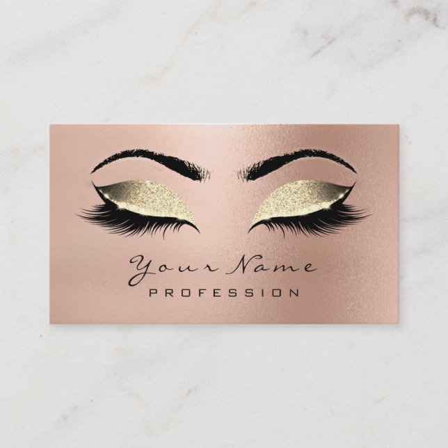 Makeup Eyebrow Eyes Lashes Glitzer Rose Gold Lux Visitenkarte (Vorderseite)
